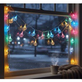 Resim Konyax Kristal Top Gün Işığı Dekoratif Işık 5 Metre 28 Led Çok Renkli 