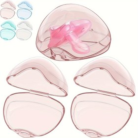 Resim 2 Adet Şeffaf Saklama Kutusu Klipsli - Dayanıklı Plastik Binky Saklama Kutusu, Oval Şekil Kapaklı, Açık Pembe & Mavi, Saklama Öğelerini Temiz & Erişilebilir Tutuyor, Saklama Öğesi Tutucu Klips 