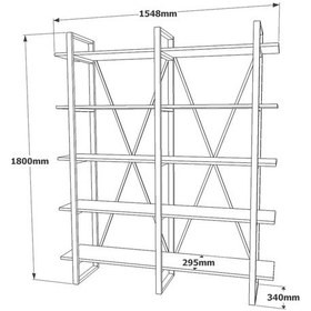 Resim Robinhome Robin Home Grand Ofis Kitaplık 5 Raflı Metal Ayaklı Barok 