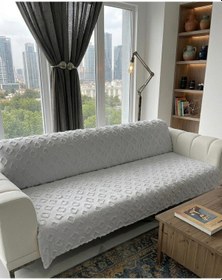 Resim Royam Koltuk Örtüsü Çekyat Örtüsü 175 X 215 Lüks Kumaş Şönil Jakarlı Kaymaz Gri 
