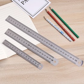Resim 3 adet Cetvel Metal Düz Kenar Cetvel Paslanmaz Çelik Cetvel 