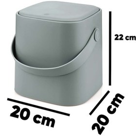 Resim Tutma Saplı İç Kovalı Tezgah Üst Mutfak ve Banyo Çöp Kovası 4 Lt - Gri 