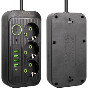 Resim Vea VA-21565 3lü 1.5 Metre Kablolu 4 Usbli+ Type-C Siyah Akım Korumalı Priz 