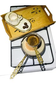 Resim Turkish Hot Sand Coffee Maker Authentic Copper Heater Machine Gas Stove Top Barbecue Copper Coffee Pot Set 
