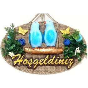 Resim Mavi Kuşlu Hoşgeldiniz Yazılı Kapı Süsü 02-10mm 5yards 