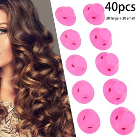 Resim 40 Adet Saç Maşası (20 Büyük + 20 Küçük) - Pembe & Beyaz, Tüm Saç Tipleri İçin Çok Boyutlu Bukle Makineleri, Dolaşıklara Nazik, Kullanımı Kolay, Şık ve Hacimli Bukleler için Mükemmel, Saç Aksesuarı, Ergonomik Tasarım, Dayanıklı Yapı 