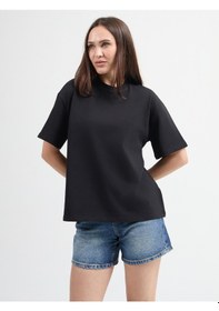 Resim Jud Emilia 80002 Oversize Siyah Kadın Basic T-shirt SIYAH 