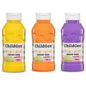 Resim ChildGen 3x350 ML Süper Yıkanabilir Turuncu-Sarı-Mor 3'lü Parmak Boya Seti 