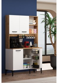 Resim Riva Kahve Köşesi 3 Sepet Raflı 3 Kapaklı Airfry Kiler Dolabı Çok Amaçlı Sepet-beyaz Sepet-beyaz 