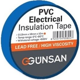 Resim 1 Adet Günsan Mavi İzole Bant 0.13x18mmx10m 