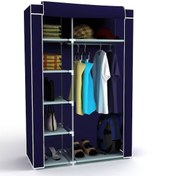 Resim Dzgn Home Tek Yandan Raflı Metal Bez Dolap Gardrop-lacivert Lacivert 