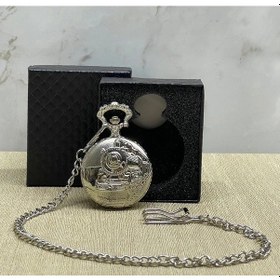 Resim Özel Kutulu Tren Temalı Gümüş Köstekli Saat Alk4657 