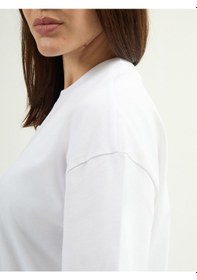 Resim Jud Emilia 80002 Oversize Beyaz Kadın Basic T-shirt Beyaz 