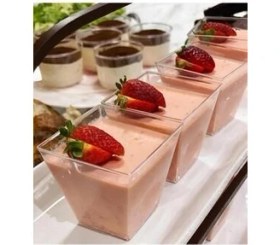 Resim Kübik Prizma Mika Plastik Şeffaf Kapaksız Sunum Kabı 200 cc .10.* Adet Tatlı & Meze ve Salata Kasesi 