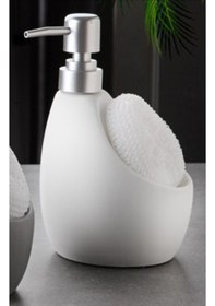 Resim Stonware Sıvı Sabunluk Beyaz Süngerlik Bölmeli 500ml 