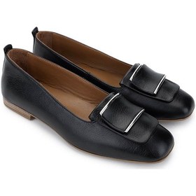 Resim Tamer Tanca Kadın Hakiki Deri Siyah Deri Loafer Ayakkabı 1063 116-104 Bn Ayk Y25 Sıyah Dr Siyah 