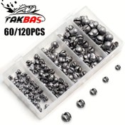 Resim 60/120 Adet Balık Ağırlığı Kiti, Bölünmüş Atış Ağırlıkları, Yuvarlak Çıkarılabilir Balık Ağırlıkları, 5 Boyut 