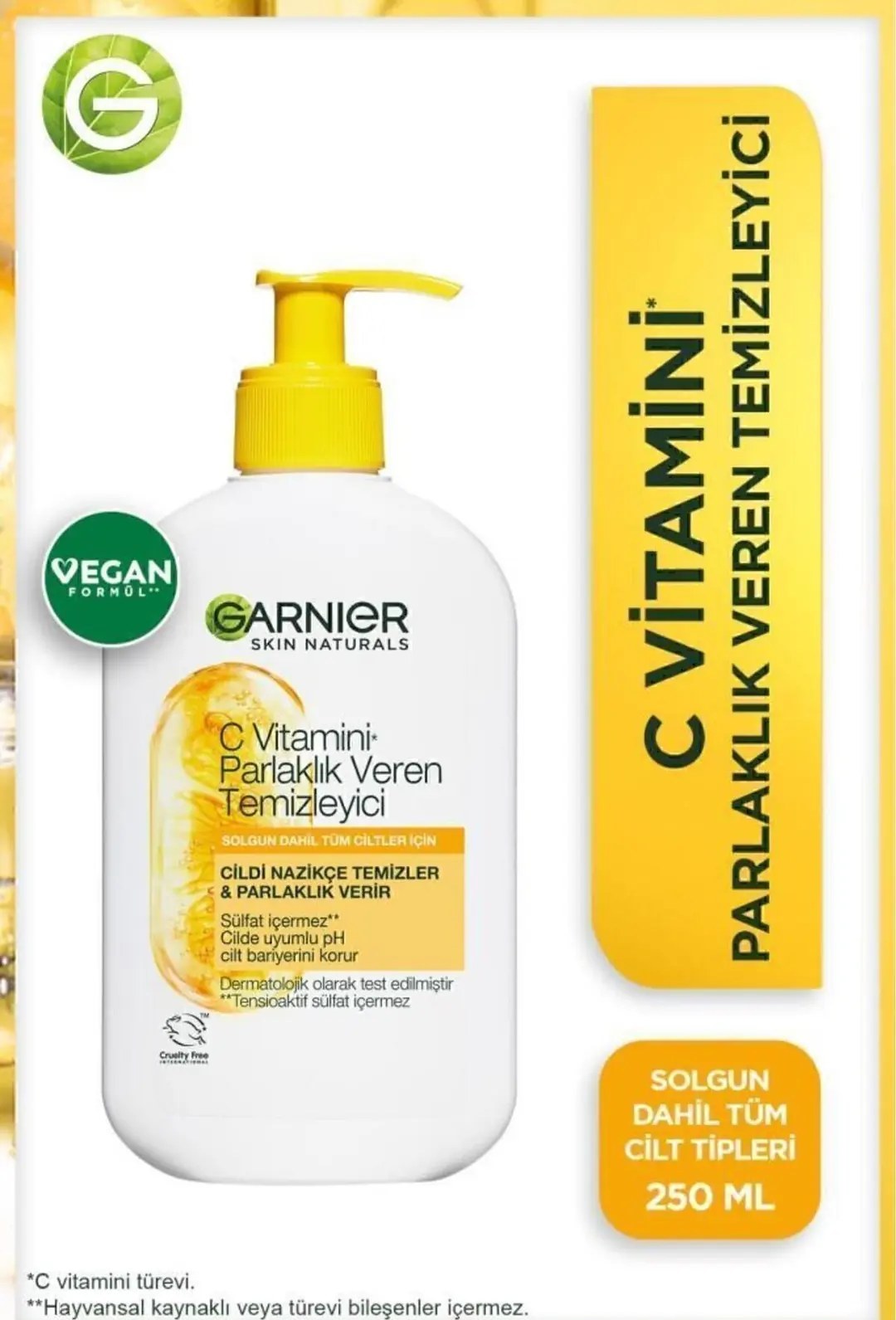C Vitamini Parlaklık Veren Temizleyici 250 ML (C Vitamini + Salisilik Asit, Gliserin), Vegan Fiyatı ve Özelliklerı - Badem