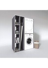 Resim Kenzlife Çamaşır-Kurutma Makinesi Dolabı Alyusha Sol Gri 180*120*60 Banyo Kapaksız Arkalıksız Çok Renkli 