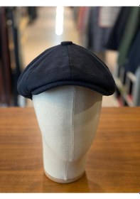Resim Hamze Peaky Blinders Tarz İngiliz Model Kaşe Kumaş Kasket Şapka Lacivert 
