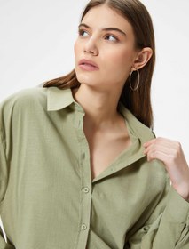 Resim Oversize Gömlek Uzun Kollu Klasik Yaka Pamuklu 