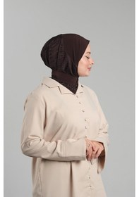 Resim Hürrem Bone Kahve Pratik Hazır Geçmeli Tesettür Eşarp Sandy Arkadan Çıtçıtlı Piliseli Hijab 2406 14 Kahve 