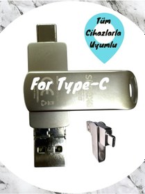 Resim Type C Flash Bellek Xiaomi Redmi Oppo Vivo Samsung Uyumlu 256 Gb Otg Usb Typec Flash Bellek Disk 
