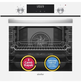 Resim Simfer 9 Fonksiyon Qs Beyaz Dijital Power Turbo Elektrikli 3'lü Ankastre Set (Fırın + Elektrikli Ocak + Davlumbaz) 