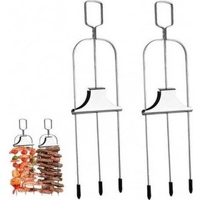Resim Fortunelane Kayar Mekanizmalı Barbekü Şişleri - 2 Adet - 35,5 Cm - Peynir Fondü - Metal Şişler - Kolay İtme Çubuğu 