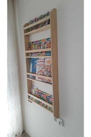 Resim OlcayAksesuar Ahşap Montessori Ahşap Duvar Rafı Dekoratif Raf 120 Cm 