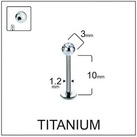 Resim %100 G23 Titanyum Tek Taş Kristal Top 3mm X 10mm X 1.2mm Gümüş Titanyum Labret Piercing Mavi - Yeşil 
