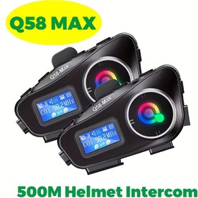 Resim 2 Adet Q58 Motosiklet Kaskı Kablosuz İnterkom Kulaklık, LED Aydınlatmalı, Stereo FM Radyo ve Ses Asistanlı, 500m Arayüz 