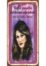 Resim gülşen bubikoğlu yeşilçam replikler mini retro ahşap poster 