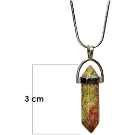 Resim Unakit Doğal Taşı Zincirli El Yapımı Kolye Uç: 3 Cm Zincir: 20 Cm Kutulu Çok renkli 