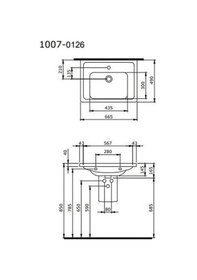 Resim Bocchi 1007-001-0126 Taormina Pro Etajerli Lavabo 66 Cm Parlak Beyaz 