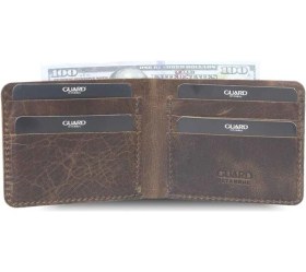 Resim Guard Antik Kahverengi El Yapımı Deri Erkek Cüzdanı Çok Renkli 