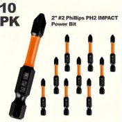 Resim 10 adet/takım 50mm/2in Phillips PH2 Darbeli Tornavida Ucu Plastik, Ahşap, Metal İçin Evlerde, Fabrikalarda, Ofislerde, vb 