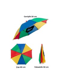 Resim Eleven Markets Kafaya Takılan Şapka Şemsiye Gölgelik Plaj Yazlık Kafa Şemsiyesi Renkli Kafasems001r Çok Renkli 
