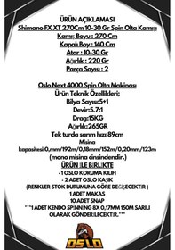 Resim Oslo Next 4000 Shimano Fx Xt 270cm 10-30gr 8x Spin Olta Seti Standart 