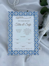 Resim Çini Desenli Dini Nikah Belgesi 