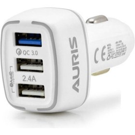 Resim Auris Araç Şarj Cihazı Oto Çakmaklık Şarj Aleti 3 Port Usb Hızlı Şarj 5.4 A 30w Qc 