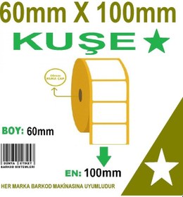 Resim Kuşe Etiket 60X100 Barkod Etiketi 40 Rulo 20000 Adet 