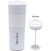 Resim Hediye Rengi Isme Özel Premium French Press Çelik Termos 450 ml M3 