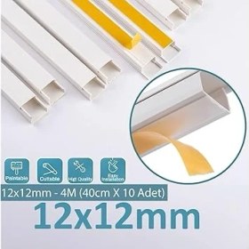 Resim 4 Metre (12X12MM) Kendinden Yapışkanlı Kablo Kanalı | 4m (10 Adet x 40CM) Kablo Gizleyici 