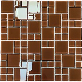 Resim Tüm Yüzeyler Için Sütlü Kahve Mix. 30X30CM. Fileli Kristal Cam Mozaik ( 1 M2 Fiyatıdır ) 