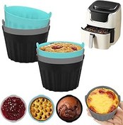 Resim AKOFIC 6 parçalı silikon yumurta kalıbı, hava fritöz kalıbı, tekrar kullanılabilir kek kalıbı, hava fritözü, esnek ve yapışmaz kalıp, silikon bisküvi, hava fritöz aksesuarları 