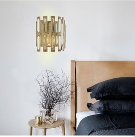 Resim Gallıano Eskitme Boyalı Kristal Taşlı Duvar Lambası Yatak Odası-Y Eskitme 