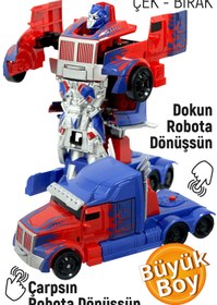 Resim Smartfox Robota Dönüşen Çek Bırak Araba Oyuncak Tır Optimus Prime 