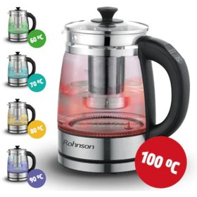 Resim ROHNSON Elektrikli su ısıtıcısı 2'si 1 arada, Rohnson R-7610, 2000W, 1,7 l, Cam, 5 SICAK AYARLAMA 