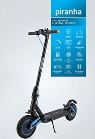 Resim Piranha 5015-M 600W 36V 10.4Ah 35 Km Menzil Katlanabilir Çift Amortisör Sinyal Elektrikli Scooter 